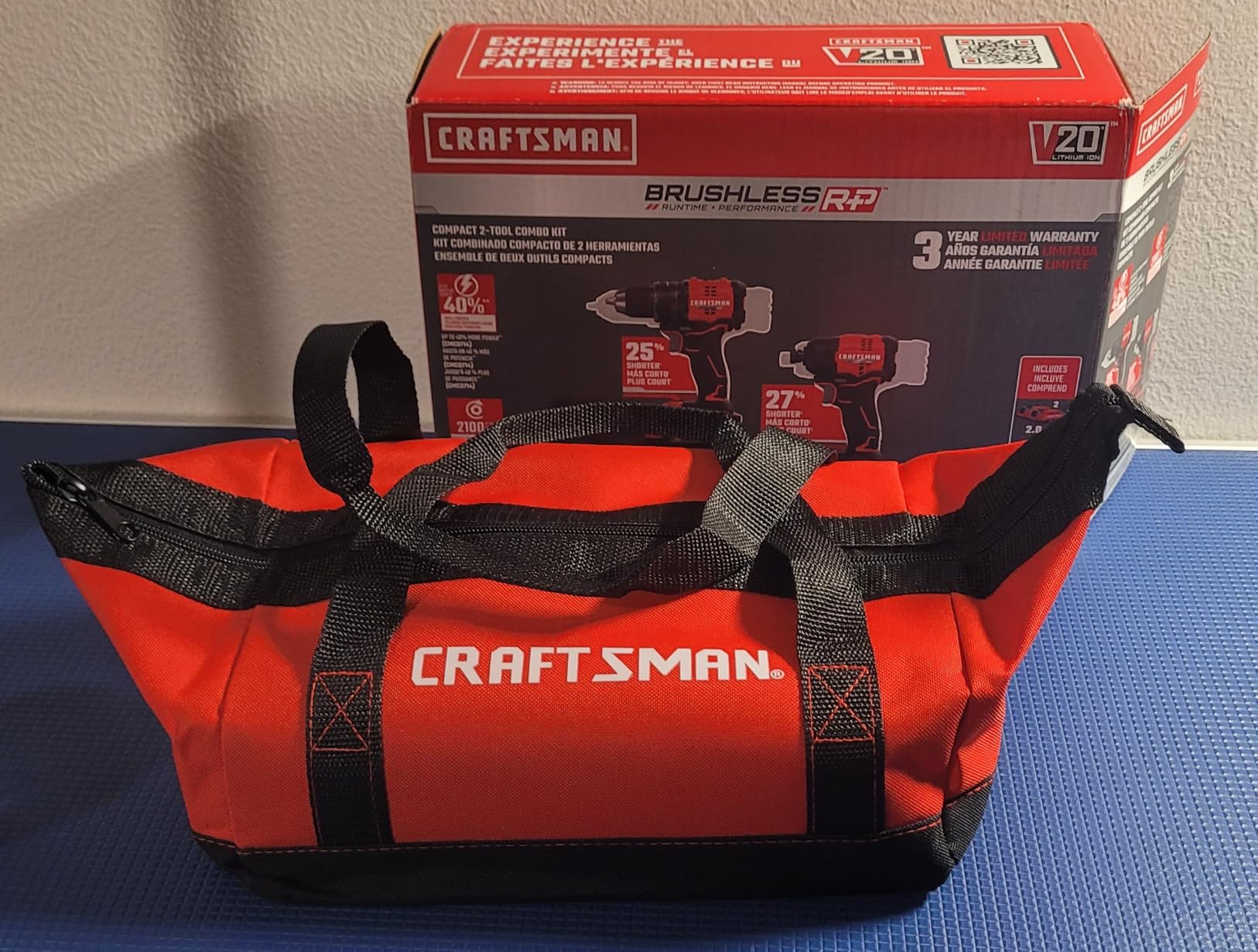 CRAFTSMAN V20 Brushless RP Drill Driver and Impact Driver Compact 2 Tool Combo Kit With 2 x 2ah Battery and Charger, 1900 RPM Power Drill, 2100 Torque Cordless Impact (CMCK1411D2) customer photo 2