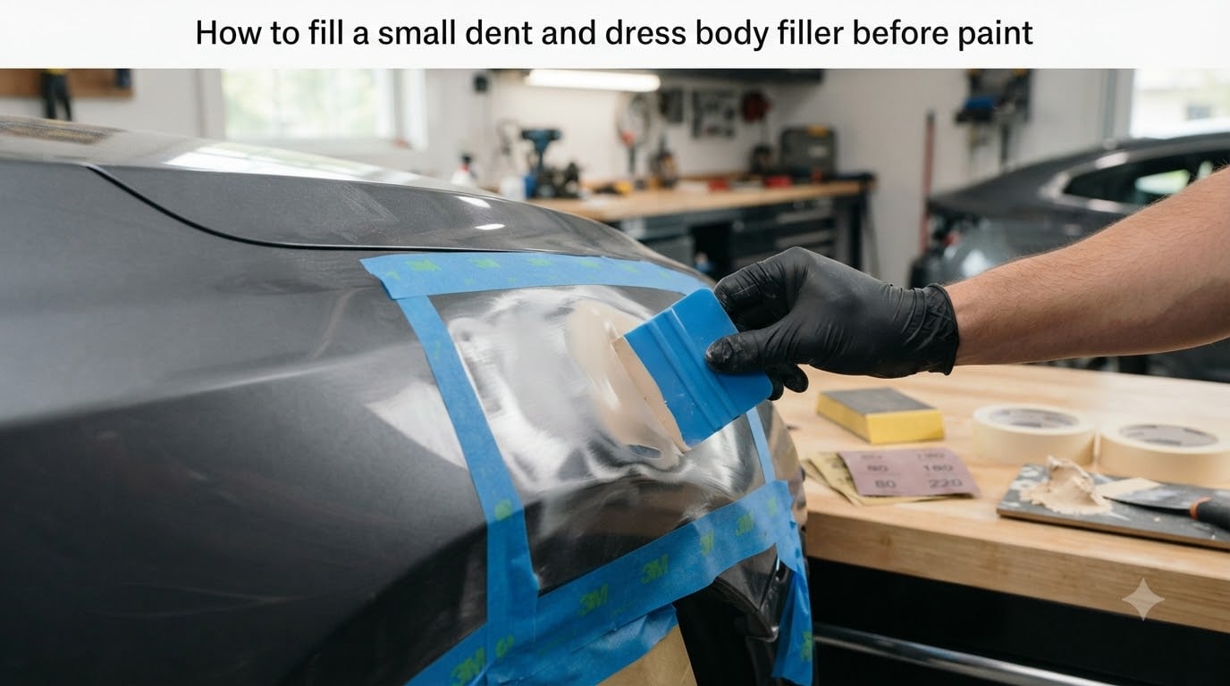 How to fill a small dent and dress body filler before paint