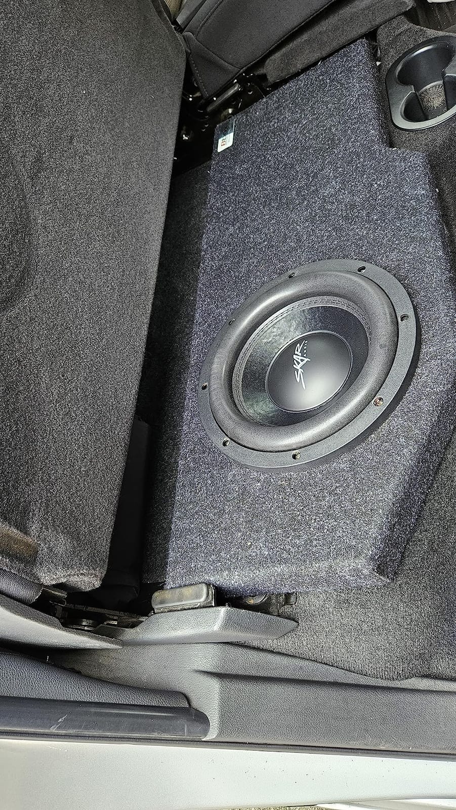 Atrend Bbox Single 10 Inch Subwoofer Sealed Enclosure - Fits 2002 - 2018 Dodge Ram Quad Cab - Carpeted Car Subwoofer Boxes & Enclosures - Subwoofer Box Improves Audio Quality, Sound and Bass - Charcoal customer photo 1