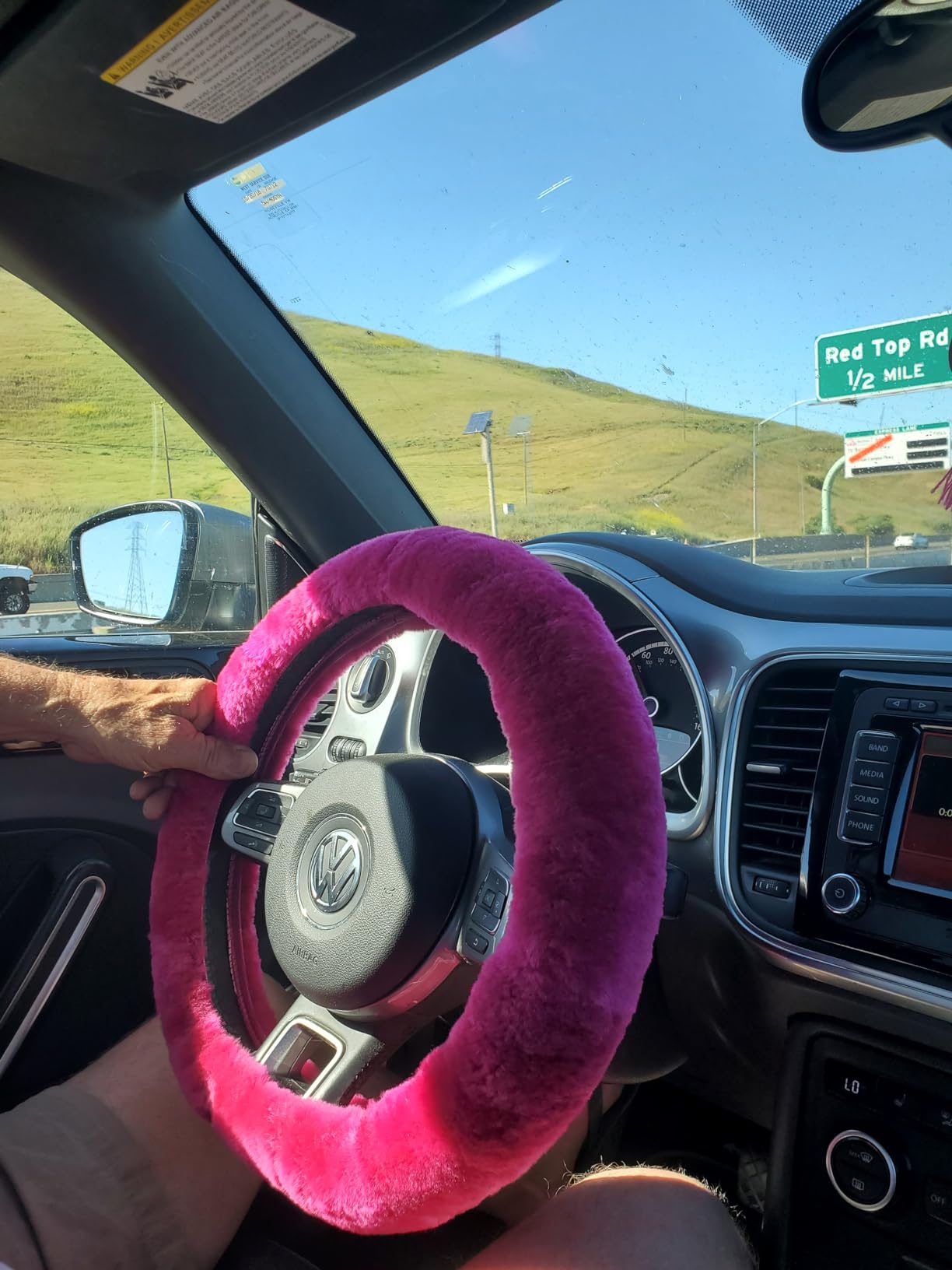 Fluffy Wool Car Steering Wheel Cover Genuine Sheepskin Steering Wheels Interior Accessories for Women Anti-Slip Universal for 15 inch (Black) customer photo 2
