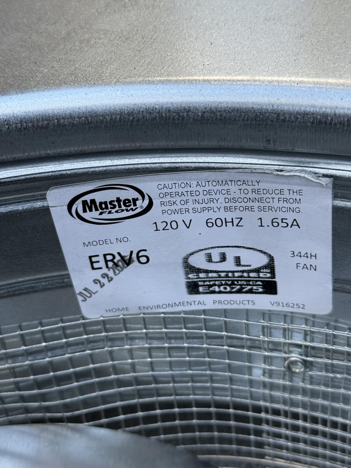 Master Flow GAF 1500 CFM Powered Roof Mount Attic Fan with Thermostat Controller for Up to 2800 Sq Ft | Durable Galvanized Steel Construction | Built-In Screen - ERV6BL customer photo 2