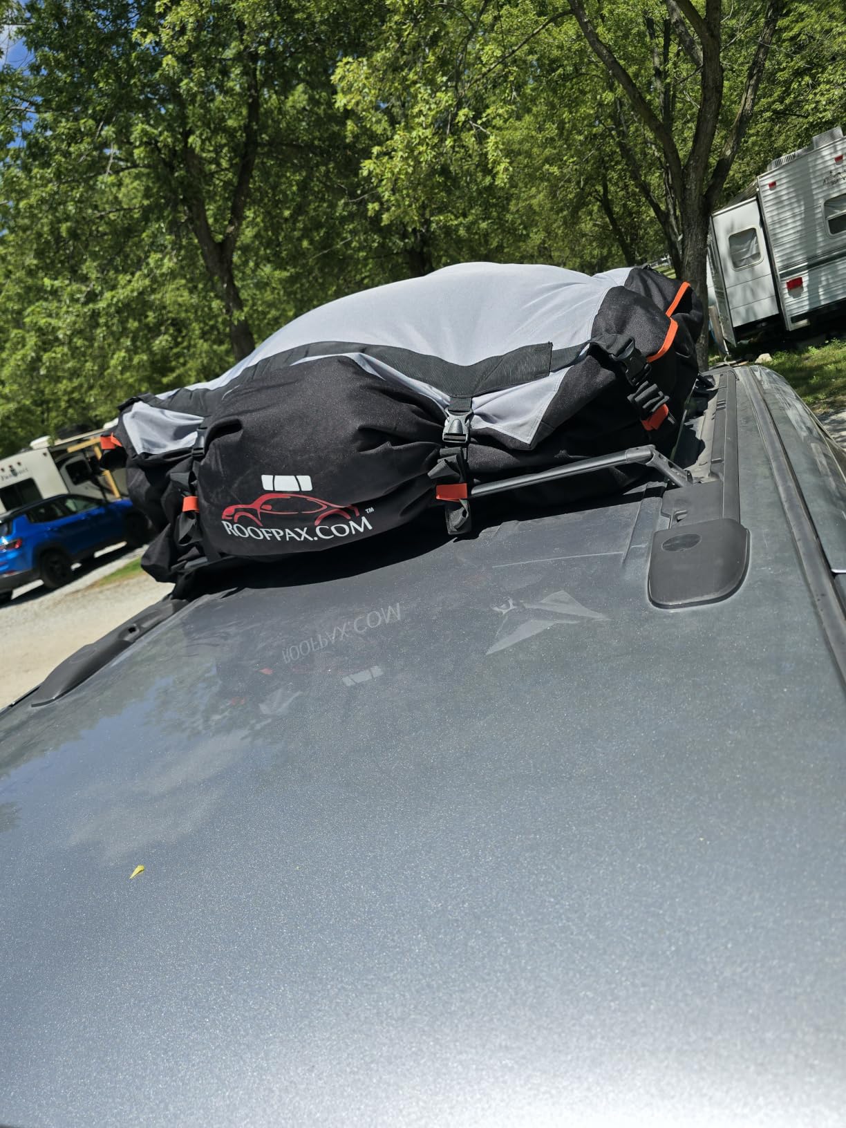 RoofPax Car Rooftop Cargo Carrier Bag Waterproof Storage - Including Double Zippers15 cft. with Heavy-Duty Tie-Down Straps fit Cars with/Without Roof Top Rack or Side Rails. customer photo 2