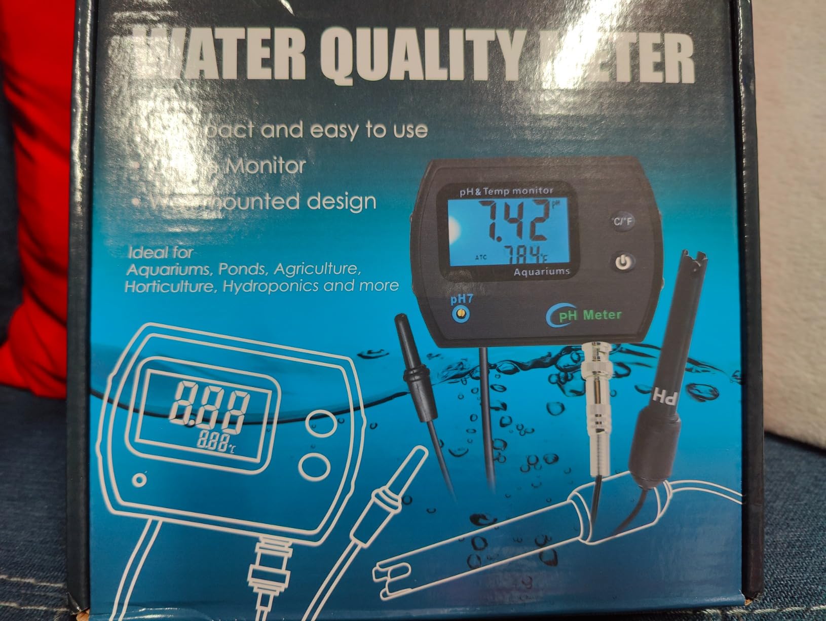 2 in 1 Temperature & pH Meter, High-Precision pH Tester, PH Monitor with Replaceable BNC Probe, 0.00~14.00pH Measurement Range, ATC, Backlit Display and °C/°F for Fish Tank, Hydroponics & Pools customer photo 1