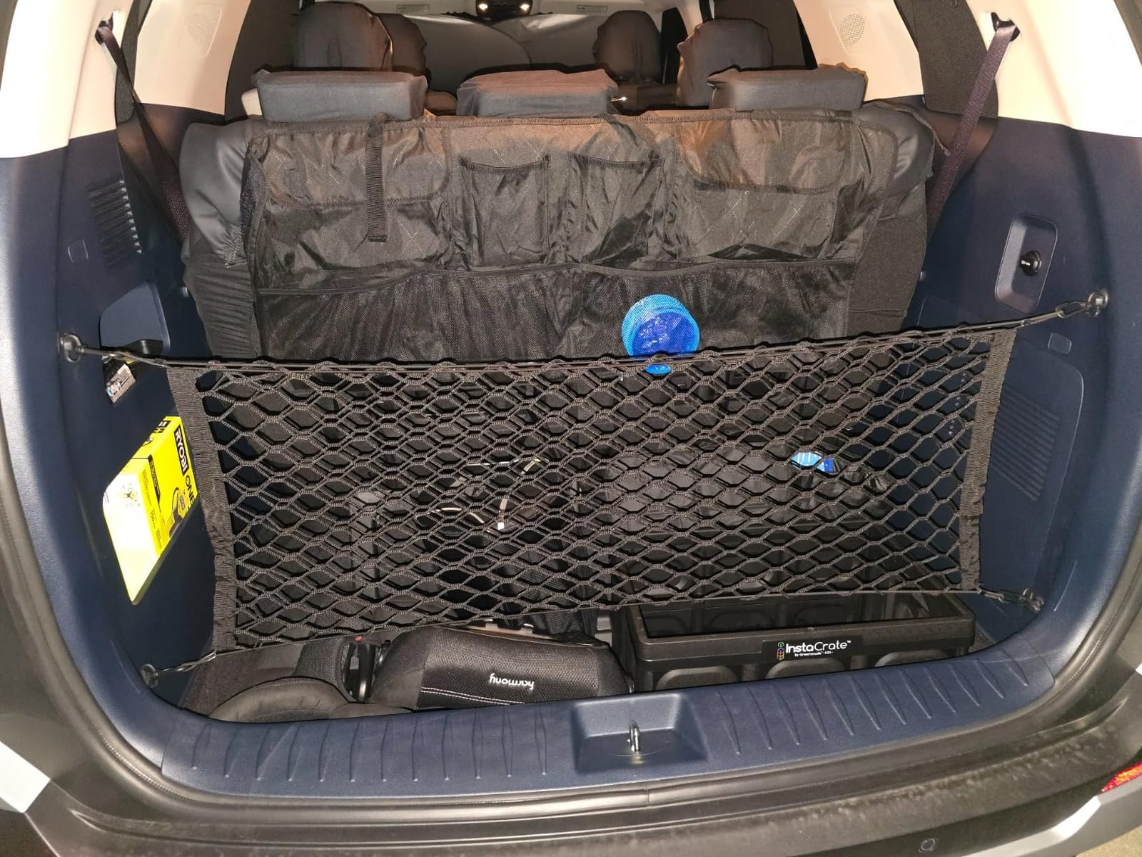 Car Rear Cargo Net, Universal Adjustable Elastic Trunk Cargo Storage Organizer Net Compatible for SUV, Jeep, Truck, Storage Nylon Mesh Double-Layer with Hooks (35.4 x 15.7 Inch) customer photo 1