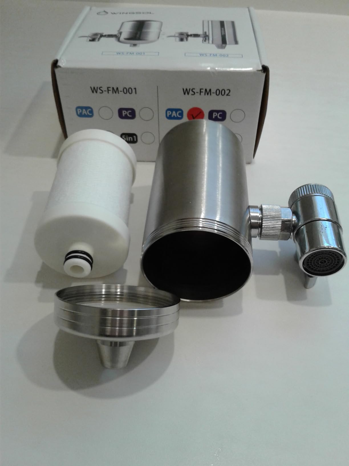 WINGSOL Stainless Steel Water Filter for Sink Faucet, NSF/ANSI 42&53, 360° Rotating Tap Purifier, Reduce Heavy Metals 99.6% Lead, Improve Taste, 250 Gallons Mineral pH+ Water, Reinforced Housing customer photo 2