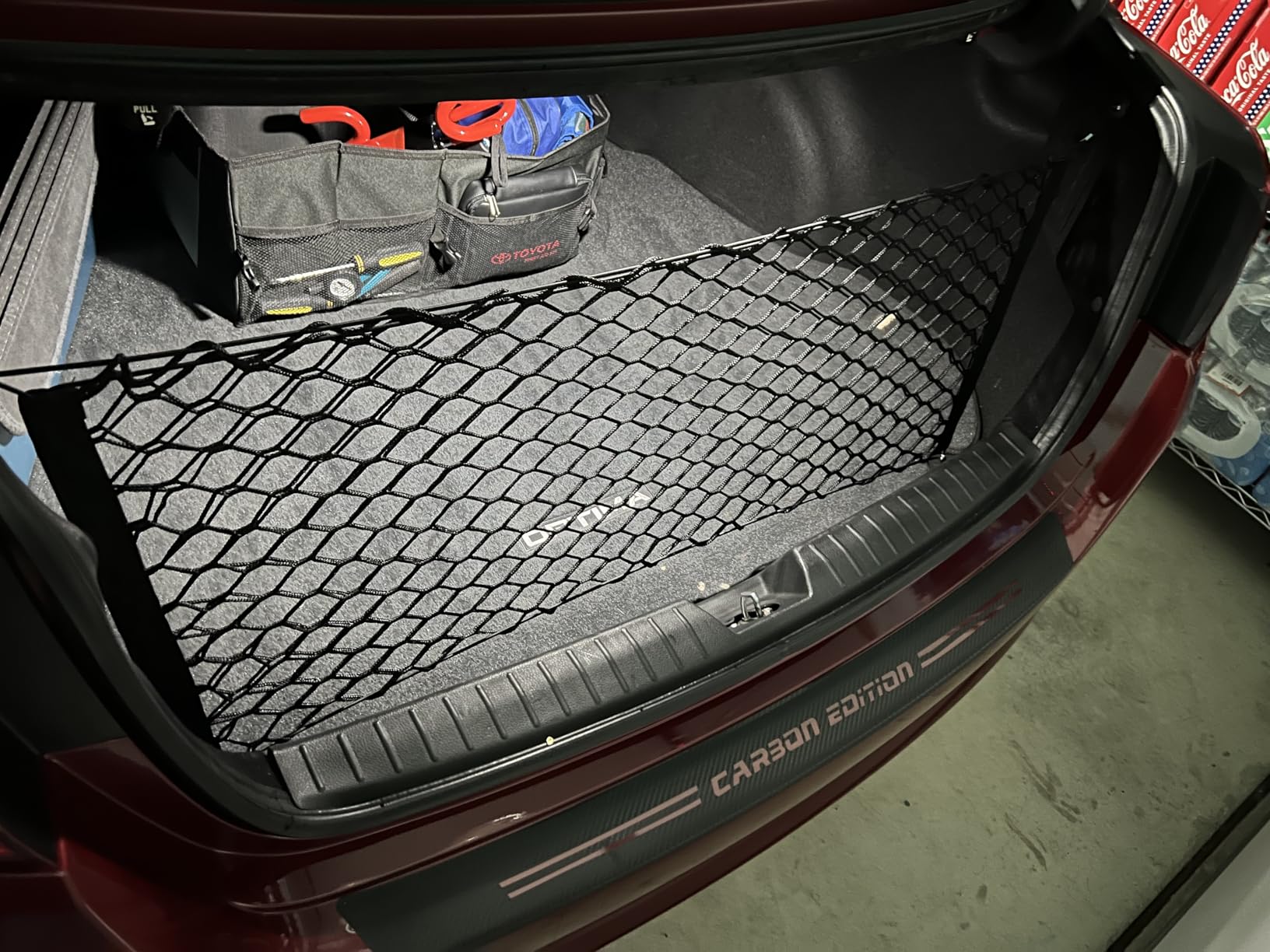 Amiss Cargo Net Stretchable, Car Exterior Accessories, Adjustable Elastic Trunk Storage Net with Hook for SUVs, Cars and Trucks (35.4x15.8 Inch) customer photo 1