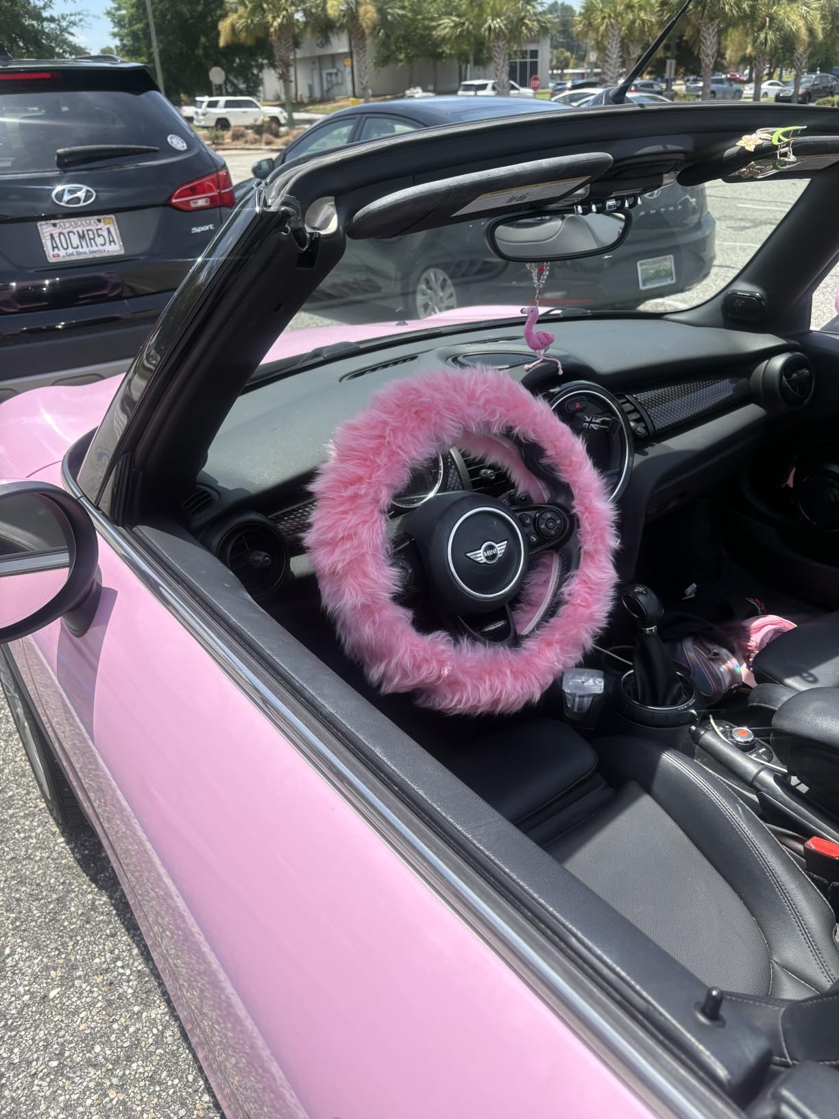 3Pcs Set Fashion Fluffy Fuzzy Wool Fur Soft Car Steering Wheel Cover with Handbrake Cover & Gear Shift Cover for Women/Girls/Ladies Auto Long Wool Accessories customer photo 1