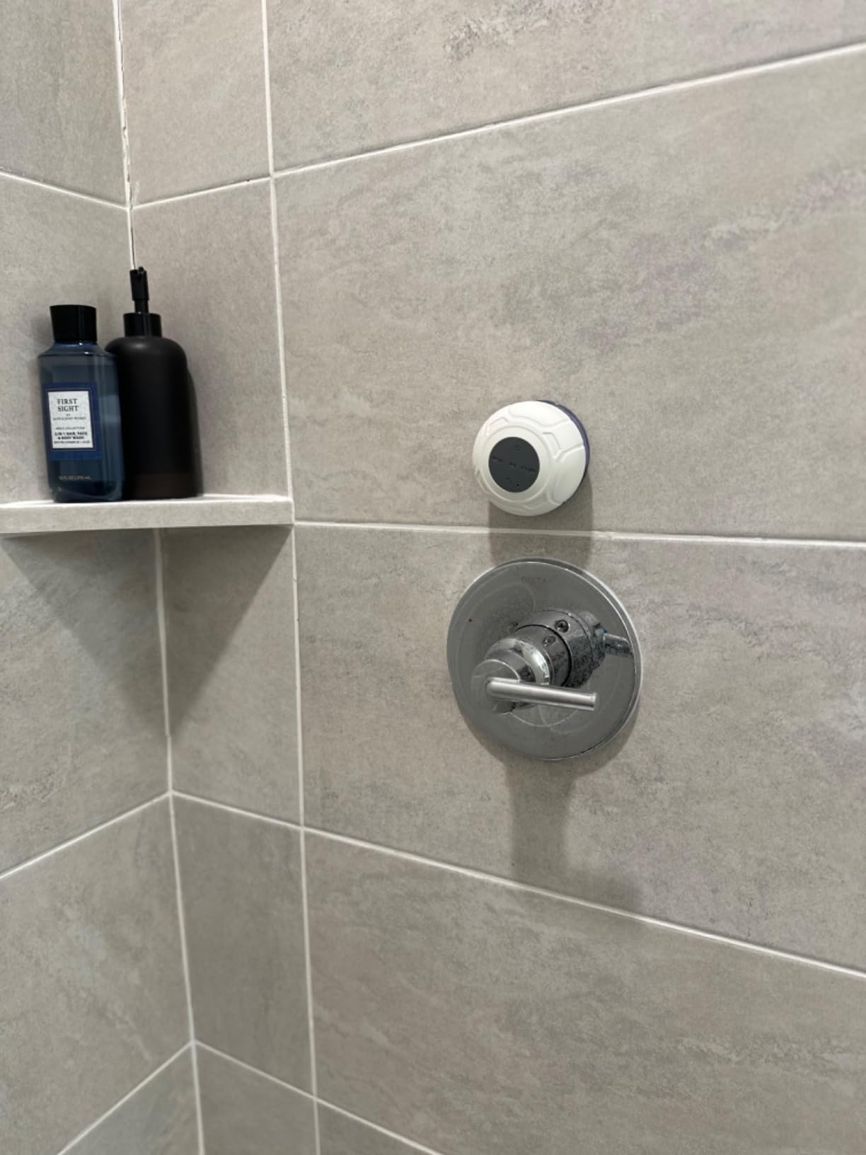 Waterproof Bluetooth Shower Speaker Portable Wireless Water-Resistant Speaker Suction Cup,Built-in Mic Gifts for Kids Speakerphone for iPhone Phone Tablet Bathroom Kitchen - White customer photo 2