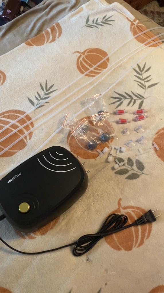 HITOP 10W Powerful Aquarium Air Pump: 4-Outlets 320GPH Air Pump for Fish Tank, Quiet Aquarium Aerator with Completely Accessories, for Tank/Hydroponic/Pond Oxygenation customer photo 2