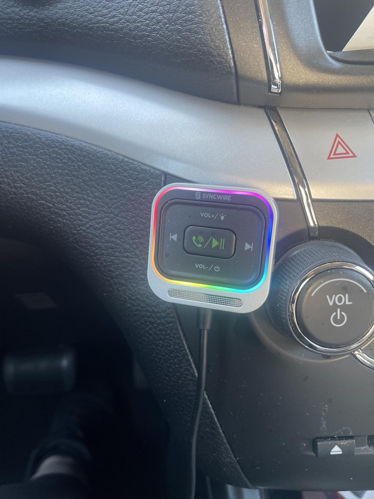 Syncwire Bluetooth 5.4 Receiver 3.5mm Aux Car Adapter Bluetooth Receiver Car Kit with Coiled Cable [Large Mic Noise Cancellation] [Hands-Free Calling] [HiFi Deep Bass] [Colorful Light Switch] customer photo 2