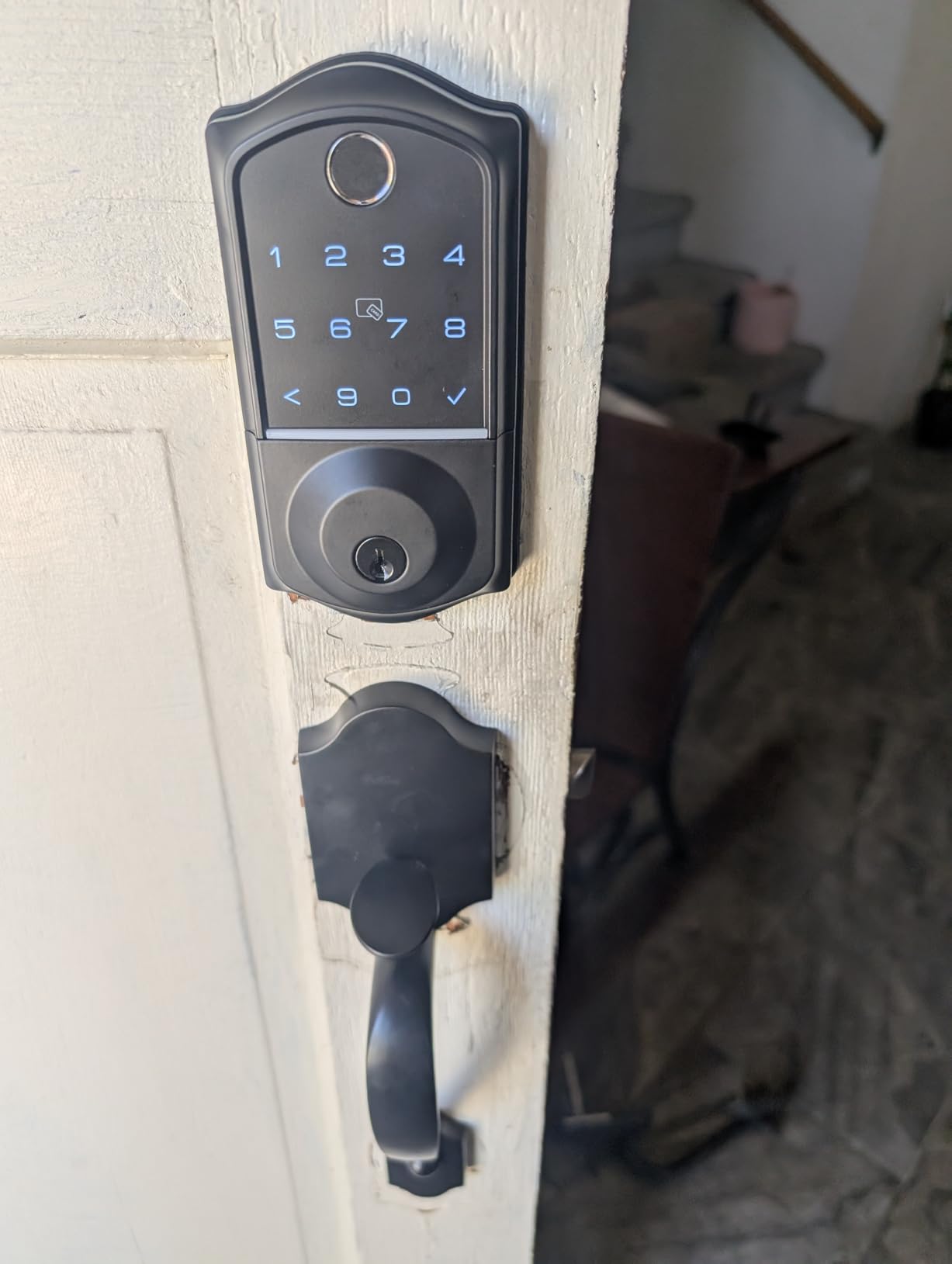 Veise VE017G-H Wi-Fi Smart Door Lock Deadbolt with Handle Set, Matte Black customer photo 2
